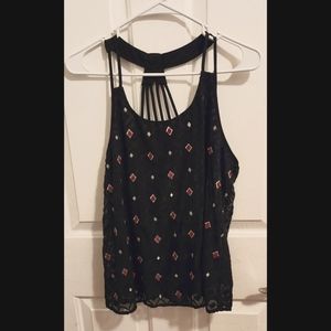 Geometric Black Tank